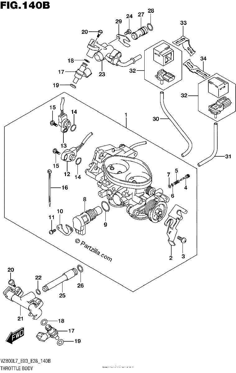Diagrama de THROTTLE BODY VZ800L7 E28
