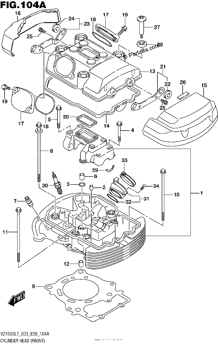 Diagrama de CYLINDER HEAD FRONT