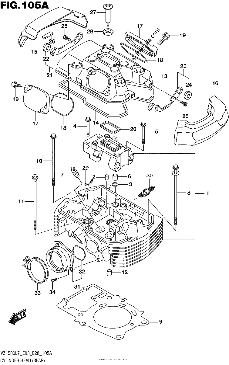 Diagrama de CYLINDER HEAD REAR