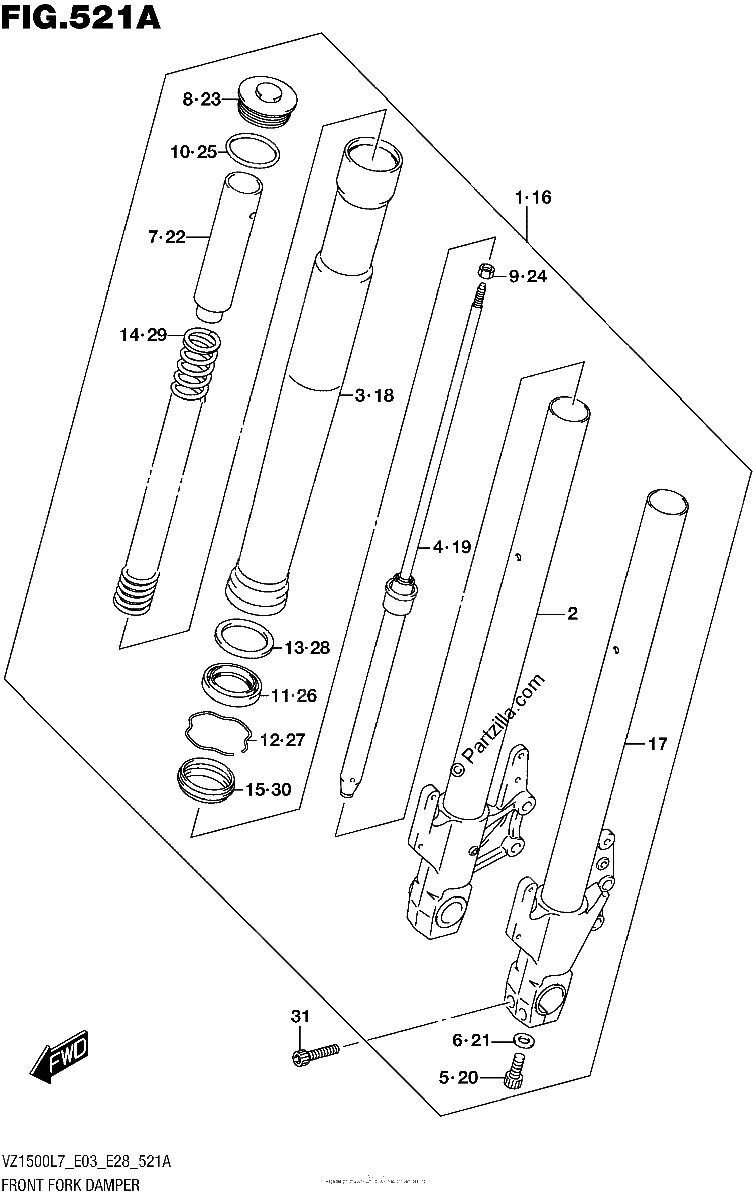 Diagrama de FRONT FORK DAMPER