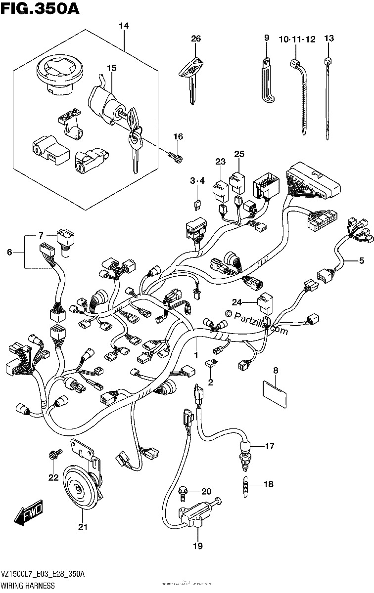 Diagrama de WIRING HARNESS VZ1500L7 E03