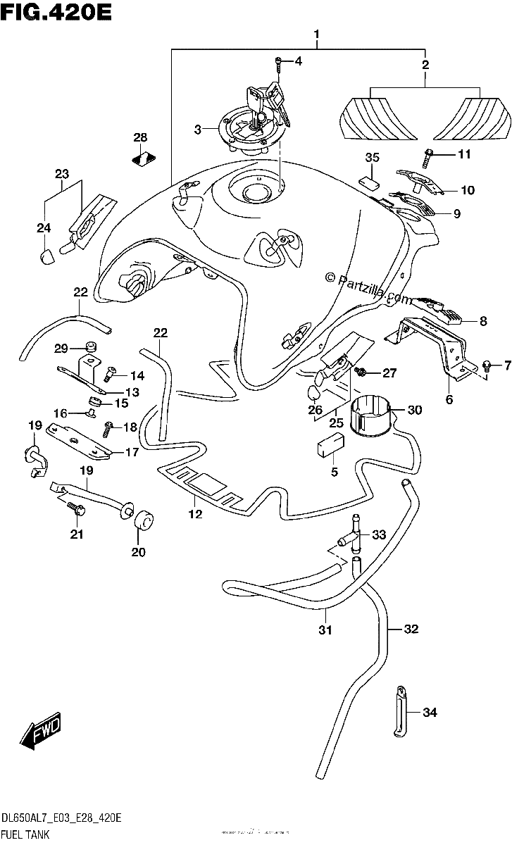 Diagrama de FUEL TANK DL650AL7 E33 FOR YU1