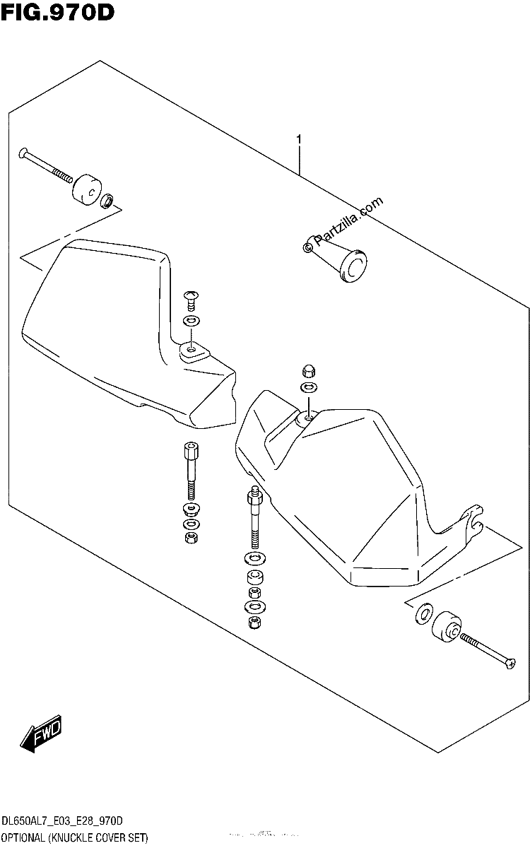 Diagrama de OPTIONAL KNUCKLE COVER SET DL650AL7 E03