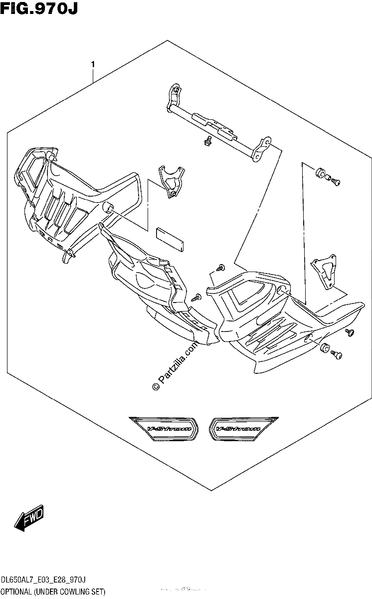 Diagrama de OPTIONAL UNDER COWLING SET DL650AL7 E33
