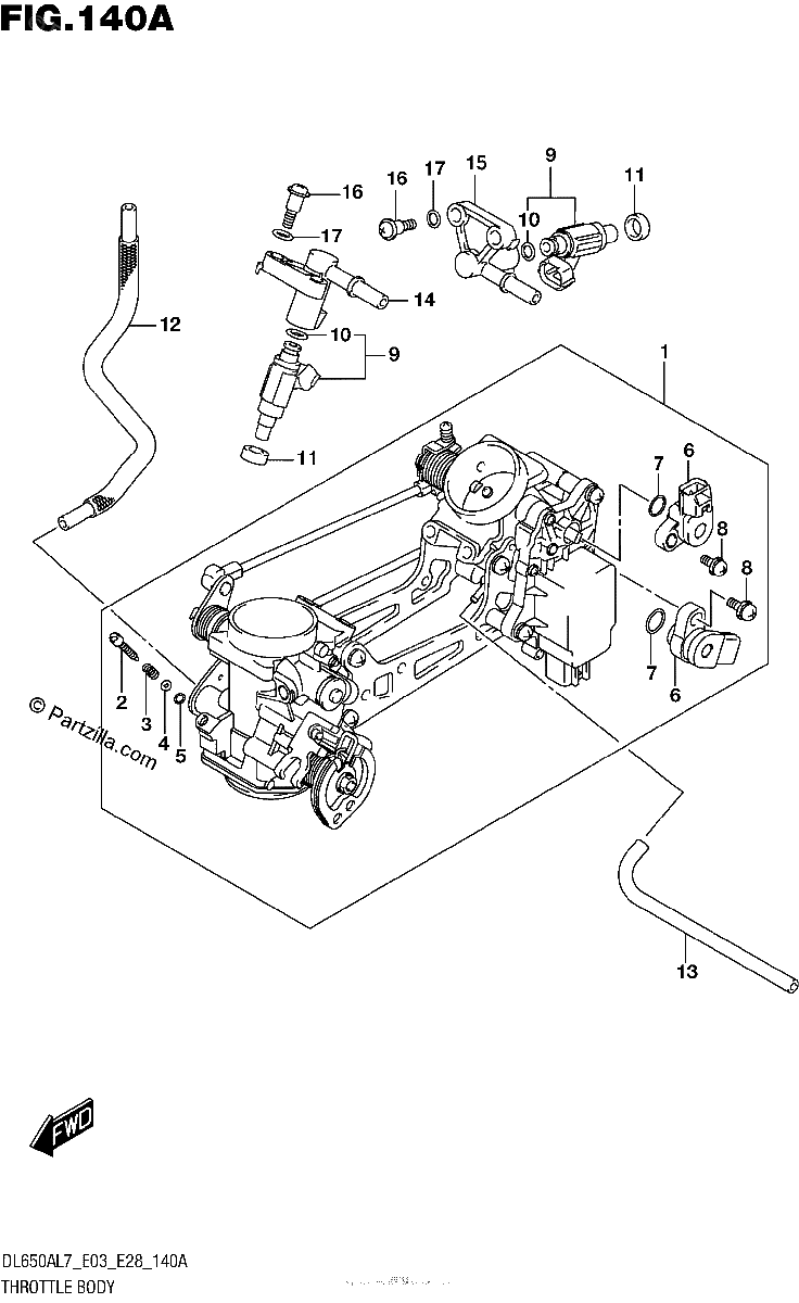 Diagrama de THROTTLE BODY DL650AL7 E03