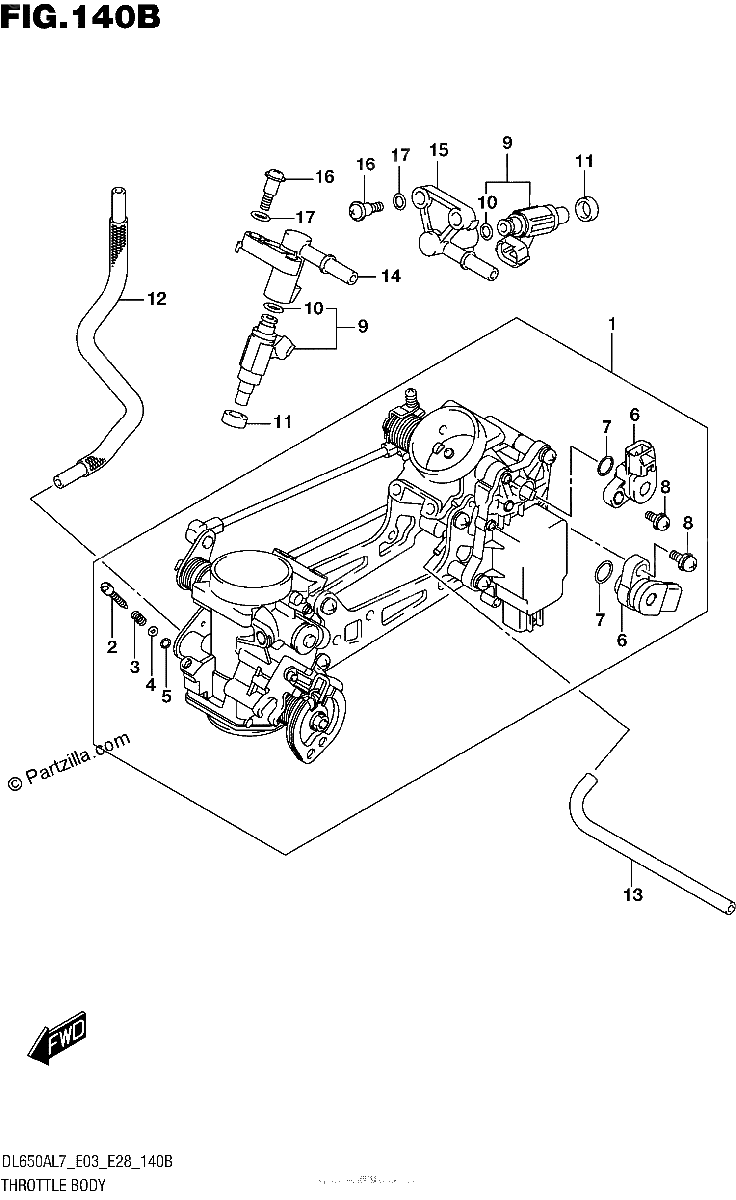 Diagrama de THROTTLE BODY DL650AL7 E28