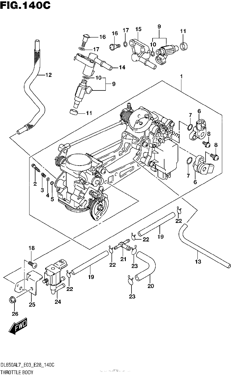 Diagrama de THROTTLE BODY DL650AL7 E33