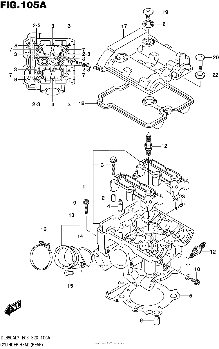 Diagrama de CYLINDER HEAD REAR