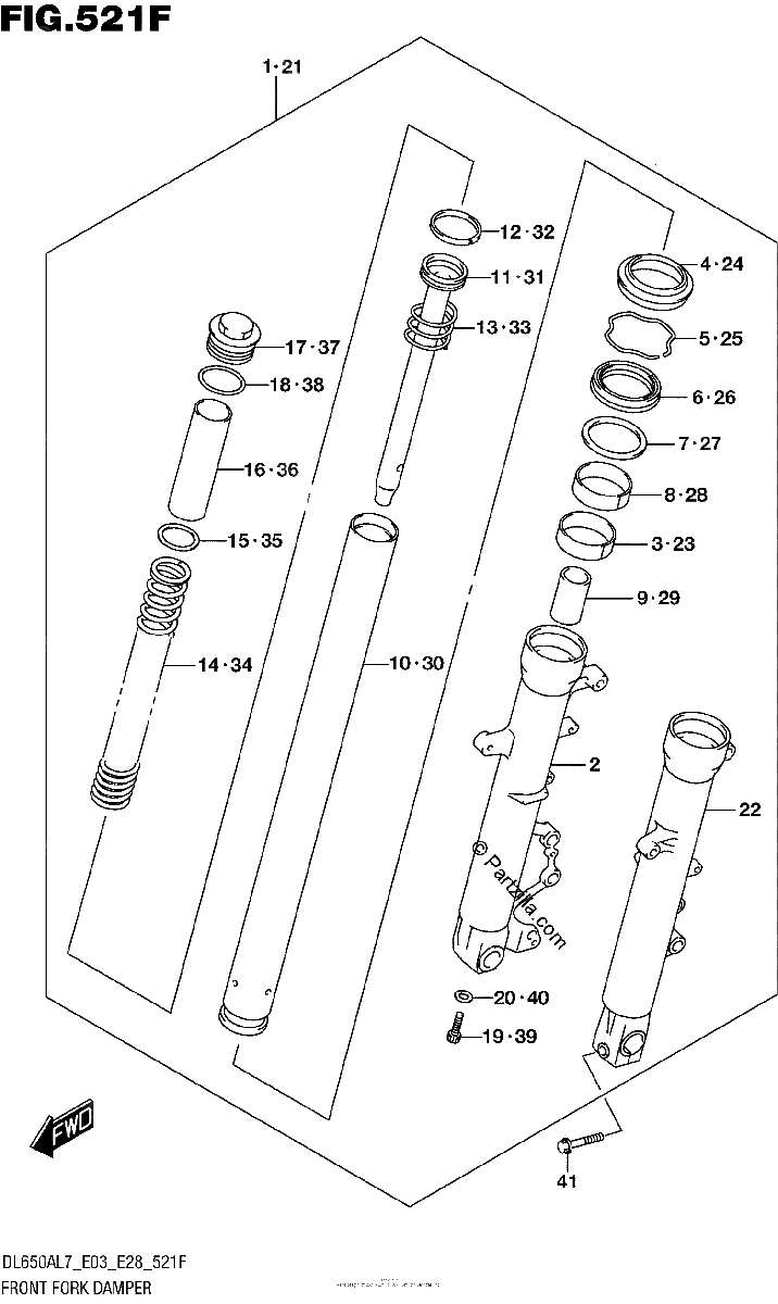 Diagrama de FRONT FORK DAMPER DL650XAL7 E33