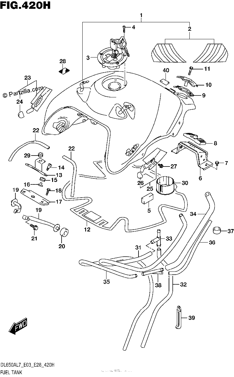 Diagrama de FUEL TANK DL650XAL7 E28