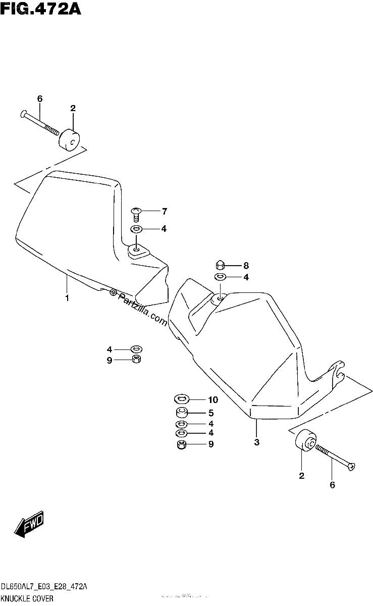 Diagrama de KNUCKLE COVER DL650XAL7 E03