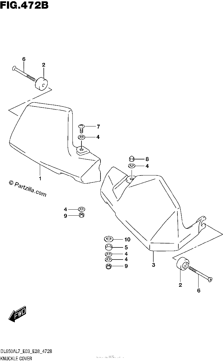 Diagrama de KNUCKLE COVER DL650XAL7 E28
