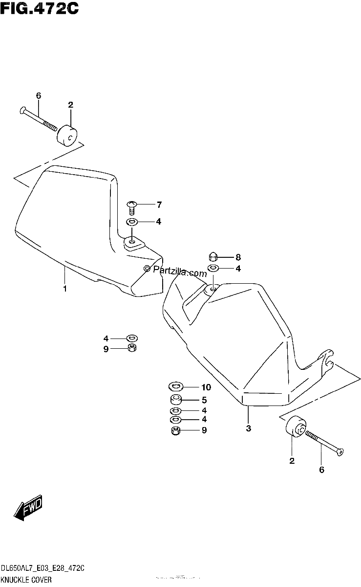 Diagrama de KNUCKLE COVER DL650XAL7 E33