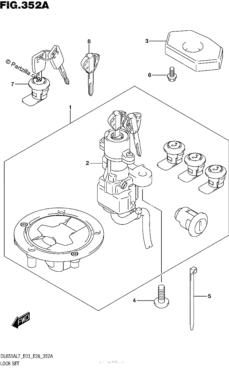 Diagrama de LOCK SET FOR TOP CASE SIDE CASE