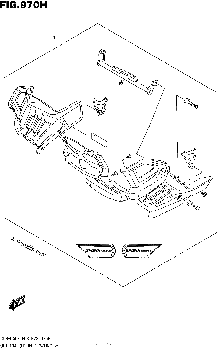 Diagrama de OPTIONAL UNDER COWLING SET DL650AL7 E28