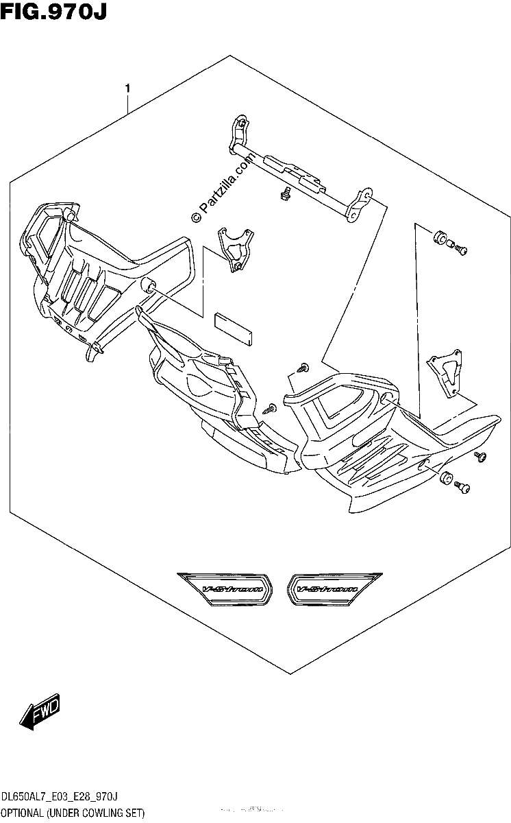 Diagrama de OPTIONAL UNDER COWLING SET DL650AL7 E33