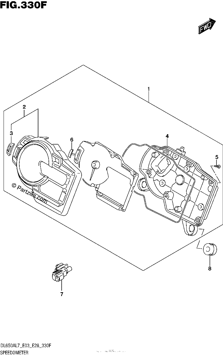 Diagrama de SPEEDOMETER DL650XAL7 E33