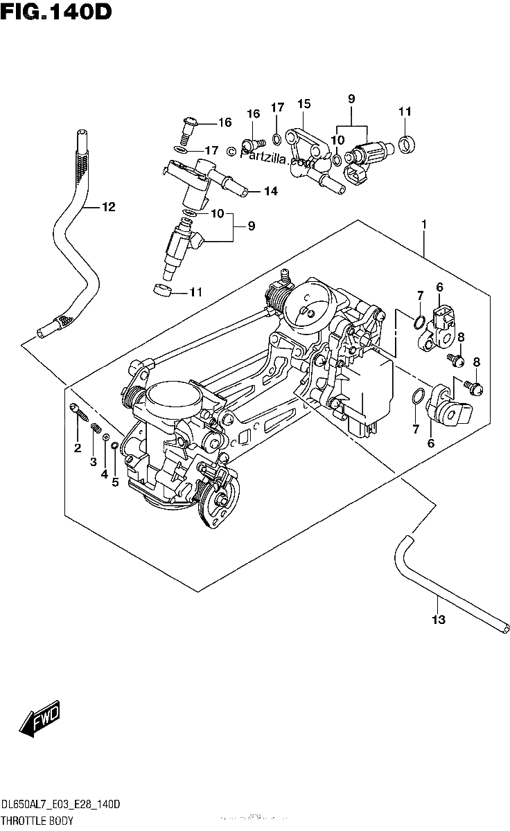 Diagrama de THROTTLE BODY DL650XAL7 E03