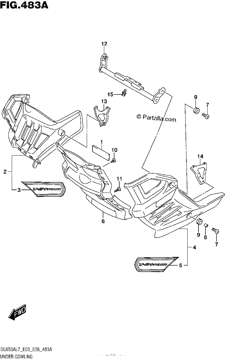 Diagrama de UNDER COWLING DL650XAL7 E03