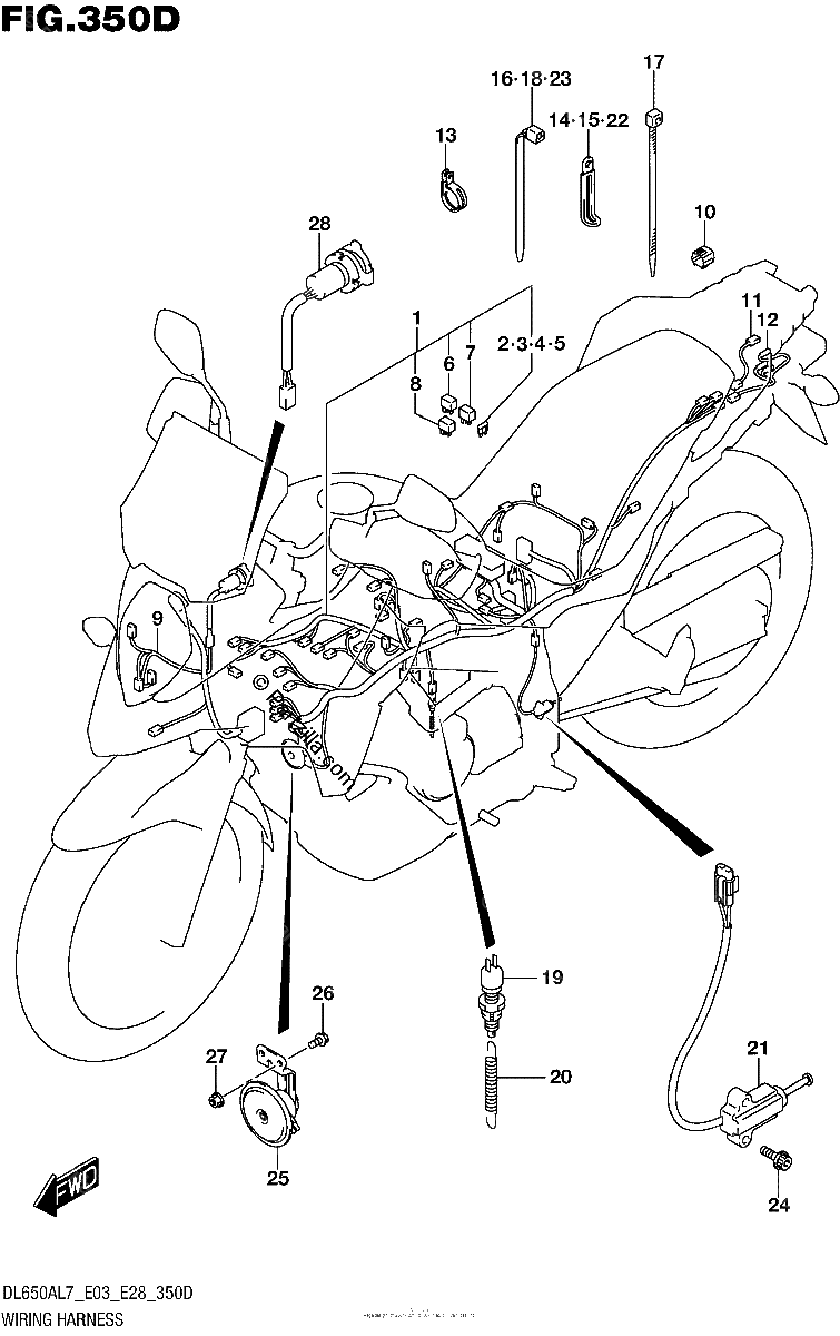 Diagrama de WIRING HARNESS DL650XAL7 E03