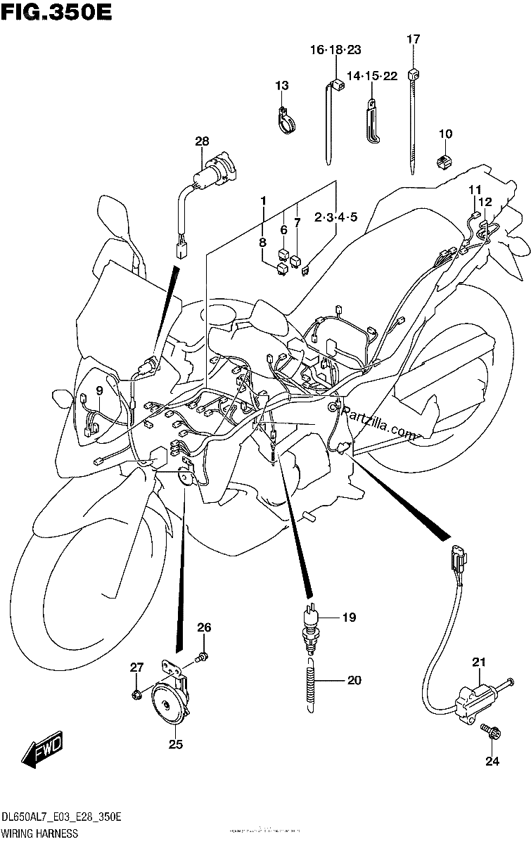Diagrama de WIRING HARNESS DL650XAL7 E28