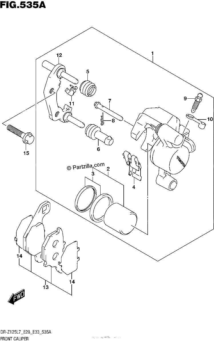 Diagrama de FRONT CALIPER DR Z125L E28
