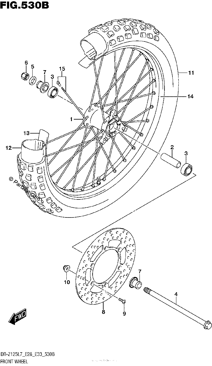 Diagrama de FRONT WHEEL DR Z125L E28