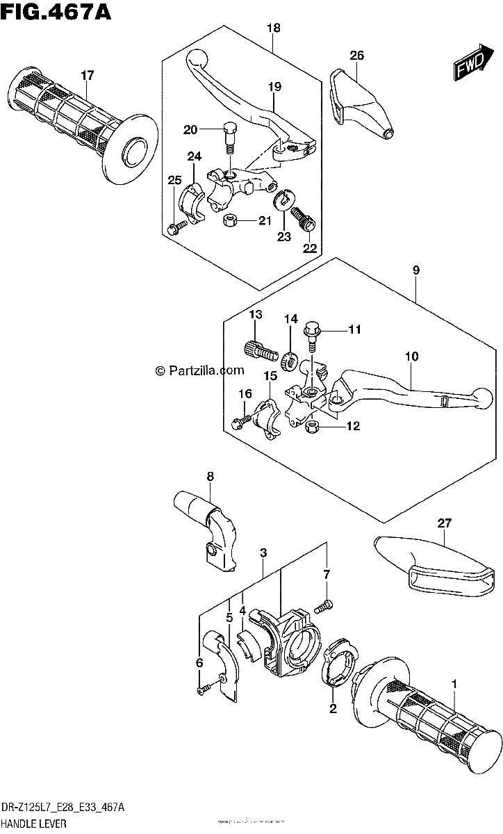 Diagrama de HANDLE LEVER DR Z125 E28