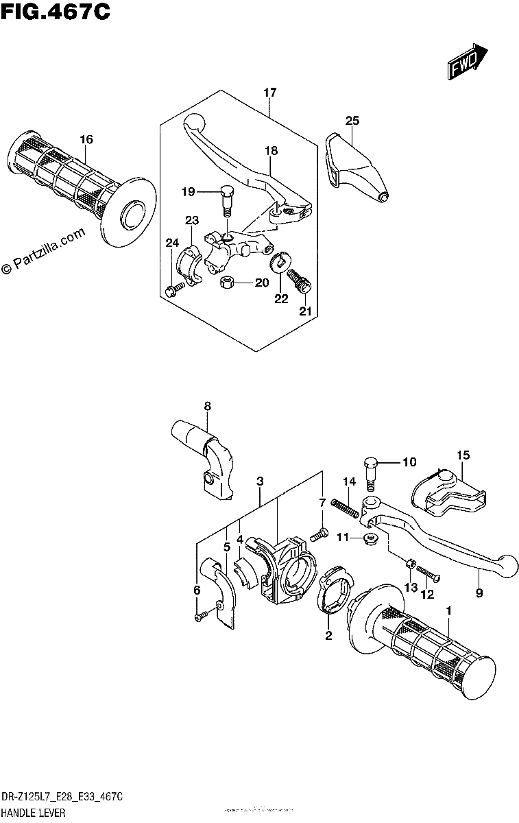 Diagrama de HANDLE LEVER DR Z125L E33
