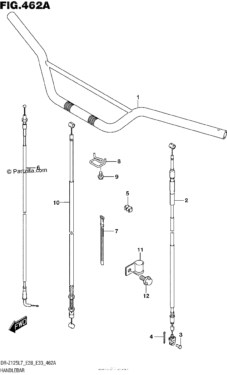 Diagrama de HANDLEBAR DR Z125 E28