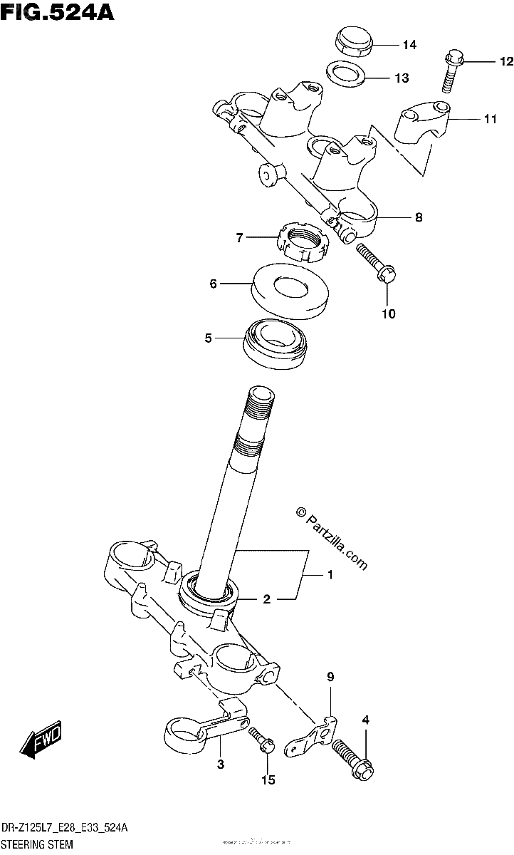 Diagrama de STEERING STEM DR Z125 E28