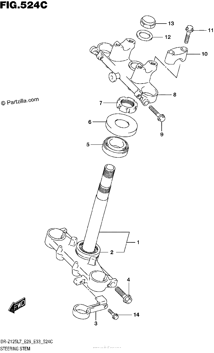 Diagrama de STEERING STEM DR Z125L E33