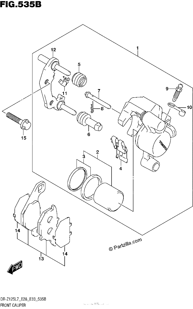 Diagrama de FRONT CALIPER DR Z125L E33