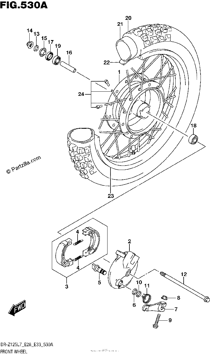 Diagrama de FRONT WHEEL DR Z125 E28