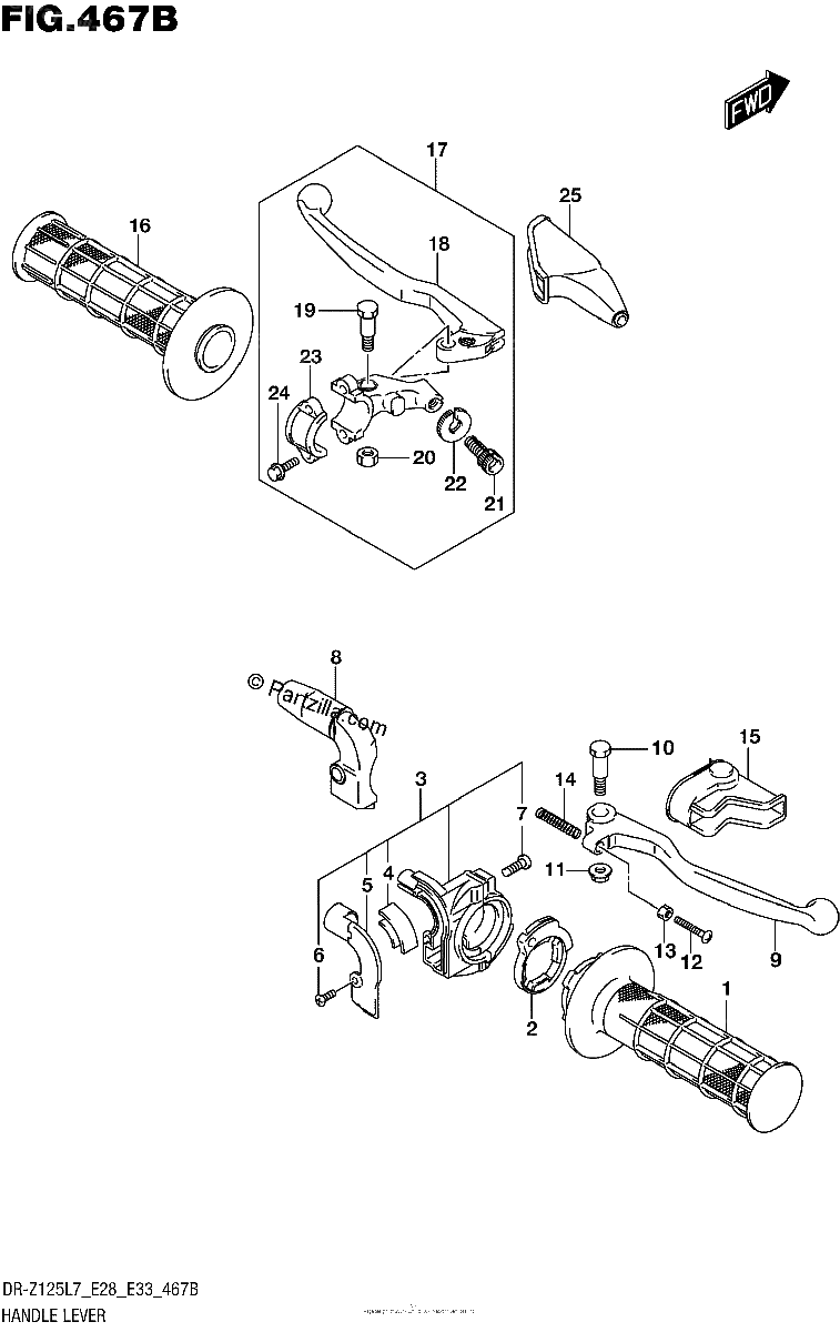 Diagrama de HANDLE LEVER DR Z125L E28