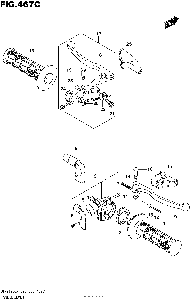 Diagrama de HANDLE LEVER DR Z125L E33