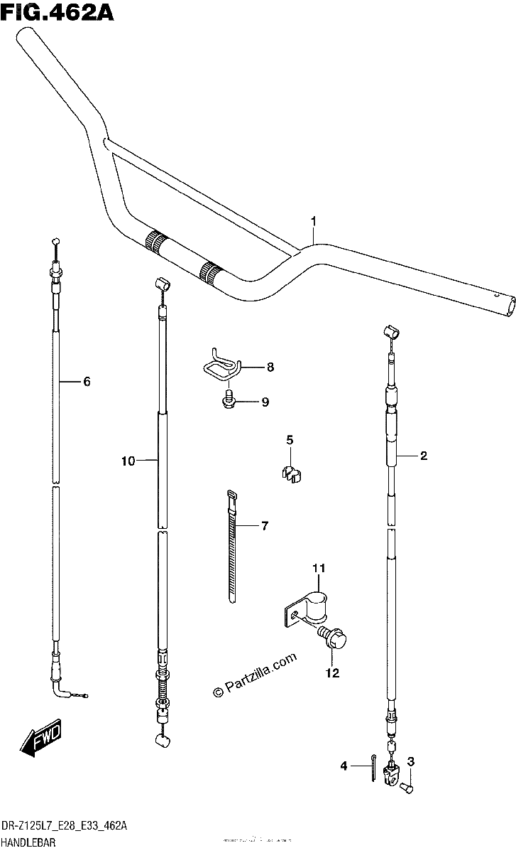 Diagrama de HANDLEBAR DR Z125 E28