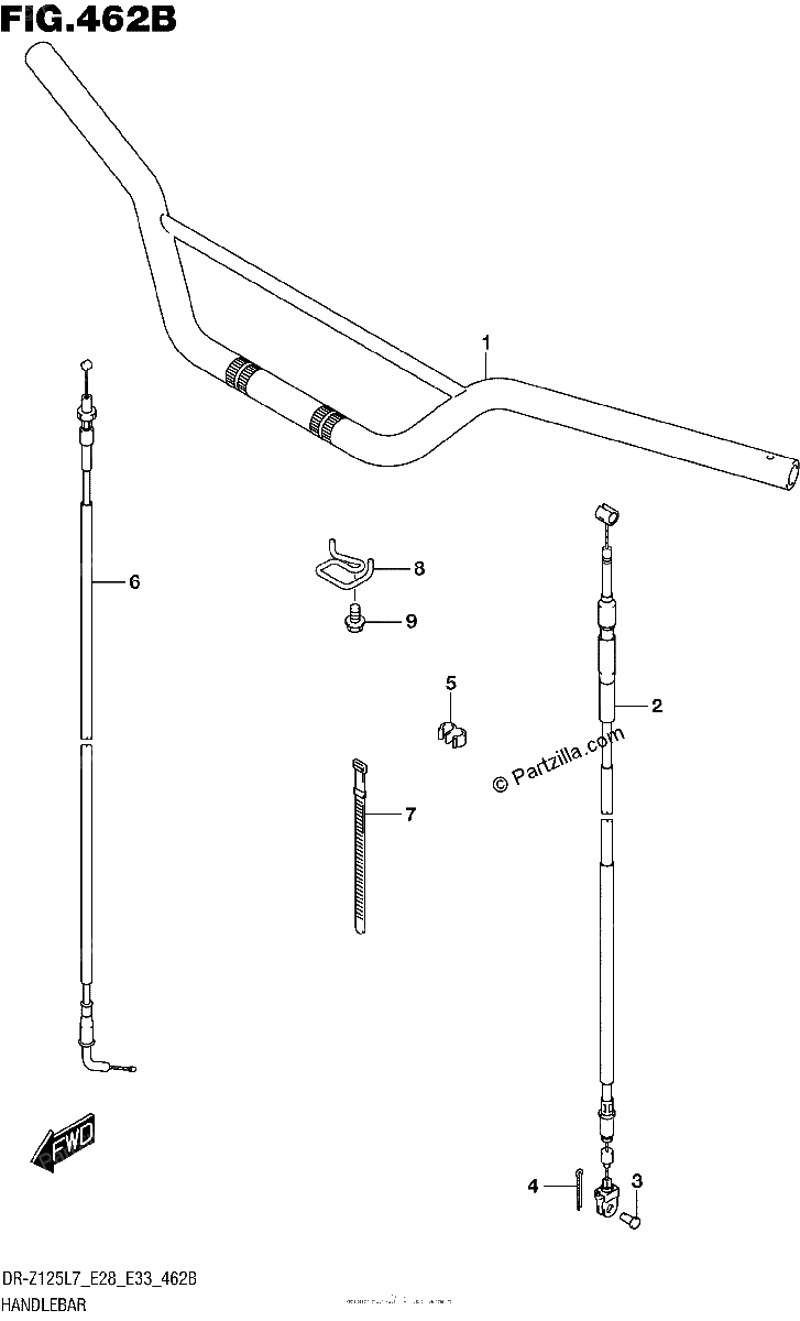Diagrama de HANDLEBAR DR Z125L E28