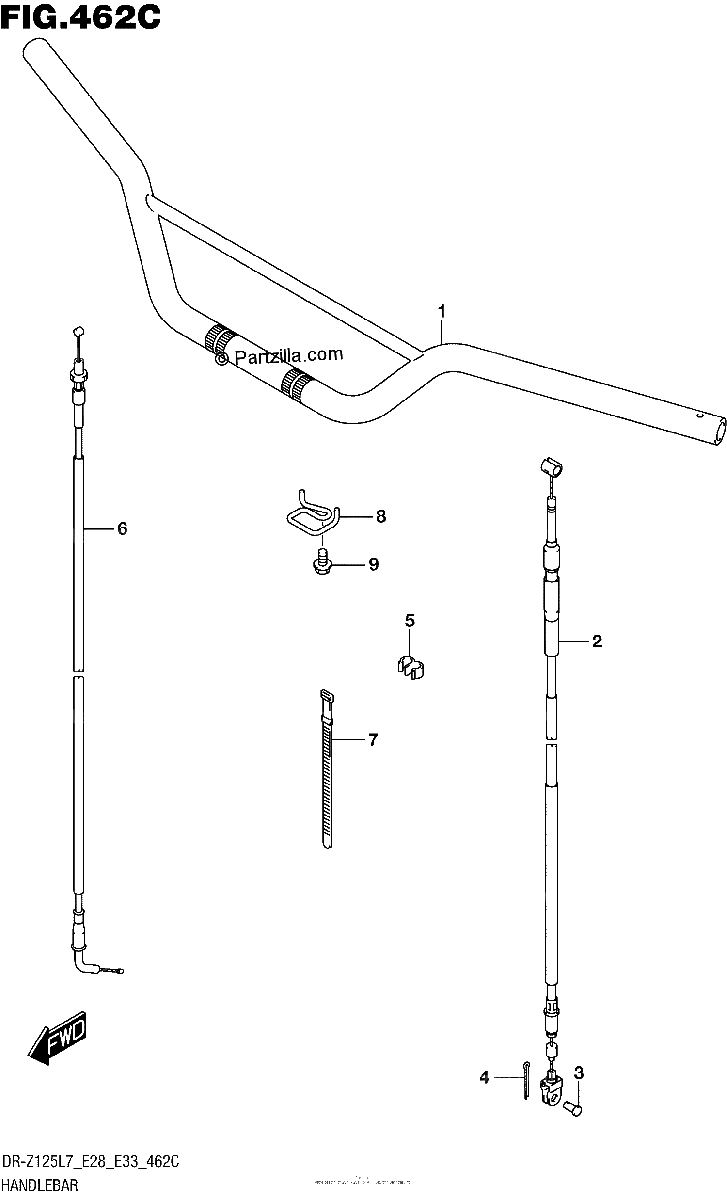 Diagrama de HANDLEBAR DR Z125L E33