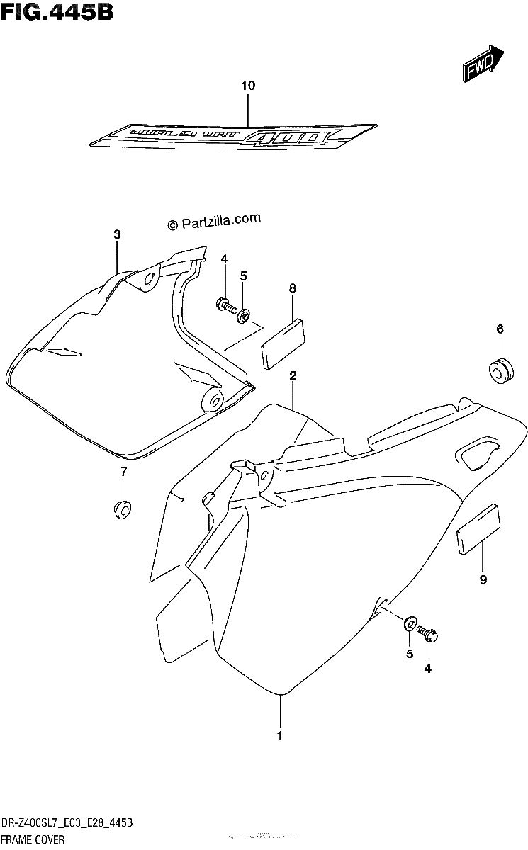 Diagrama de FRAME COVER DR Z400SL7 E28
