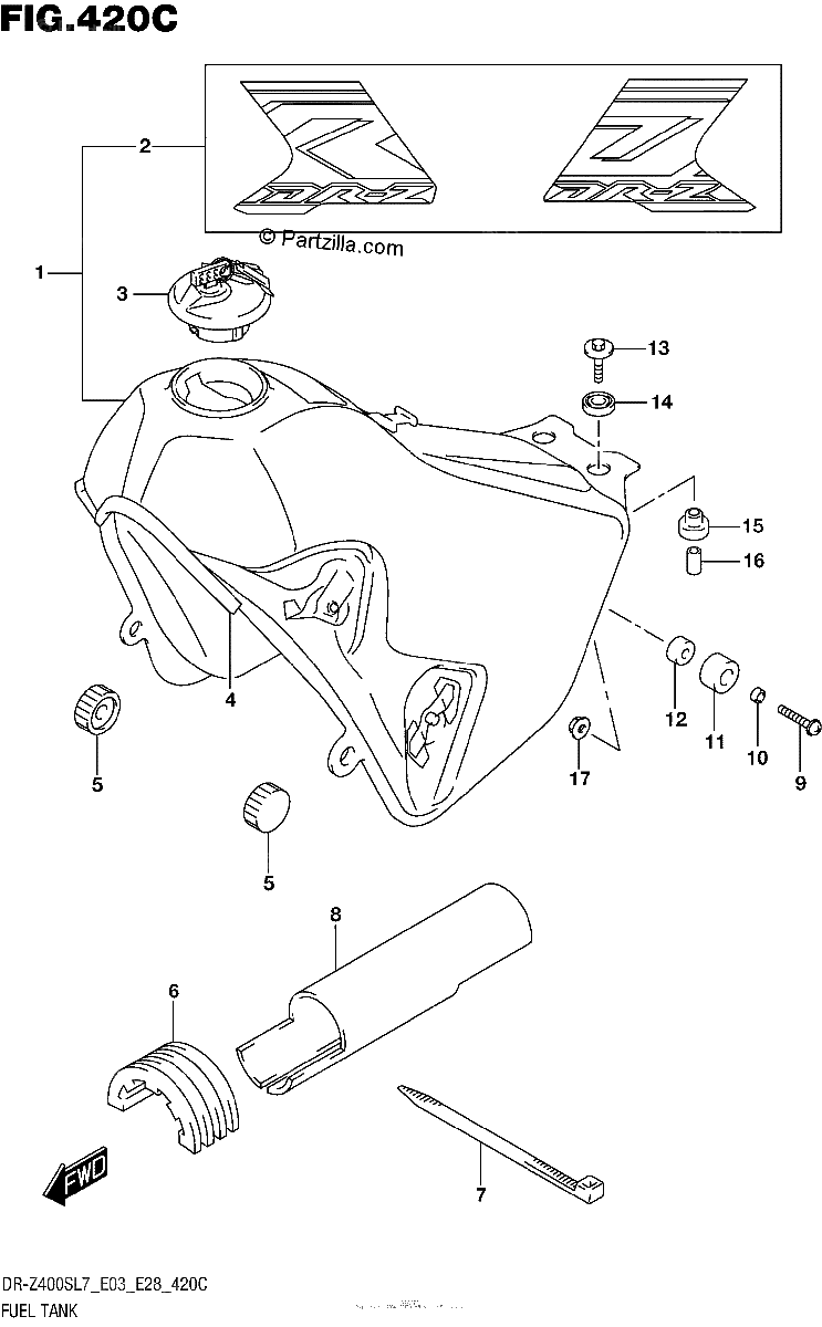 Diagrama de FUEL TANK DR Z400SL7 E33