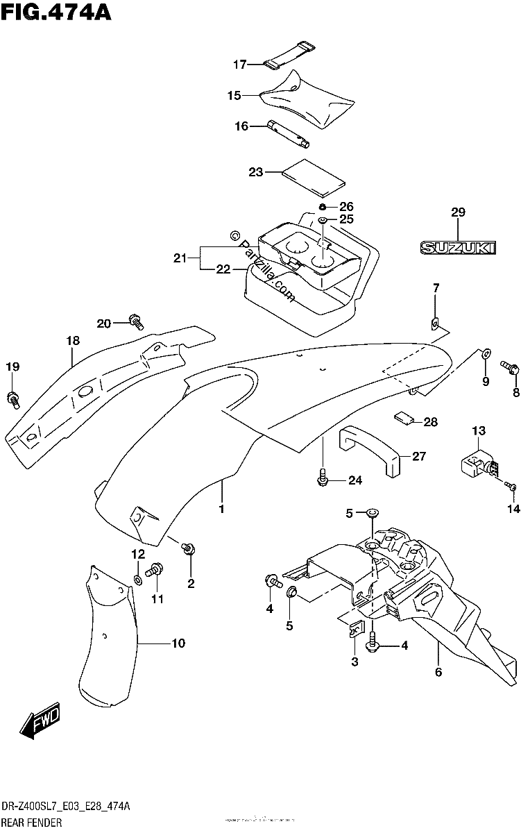 Diagrama de REAR FENDER