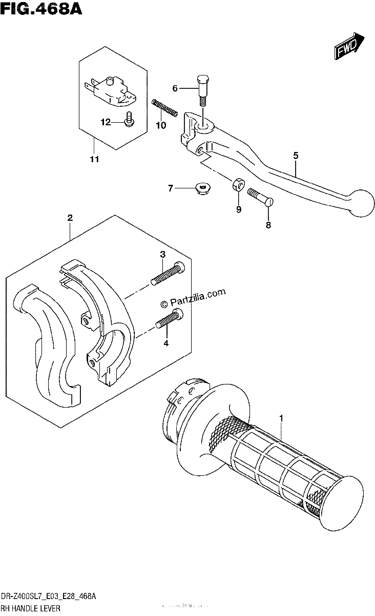 Diagrama de RH HANDLE LEVER