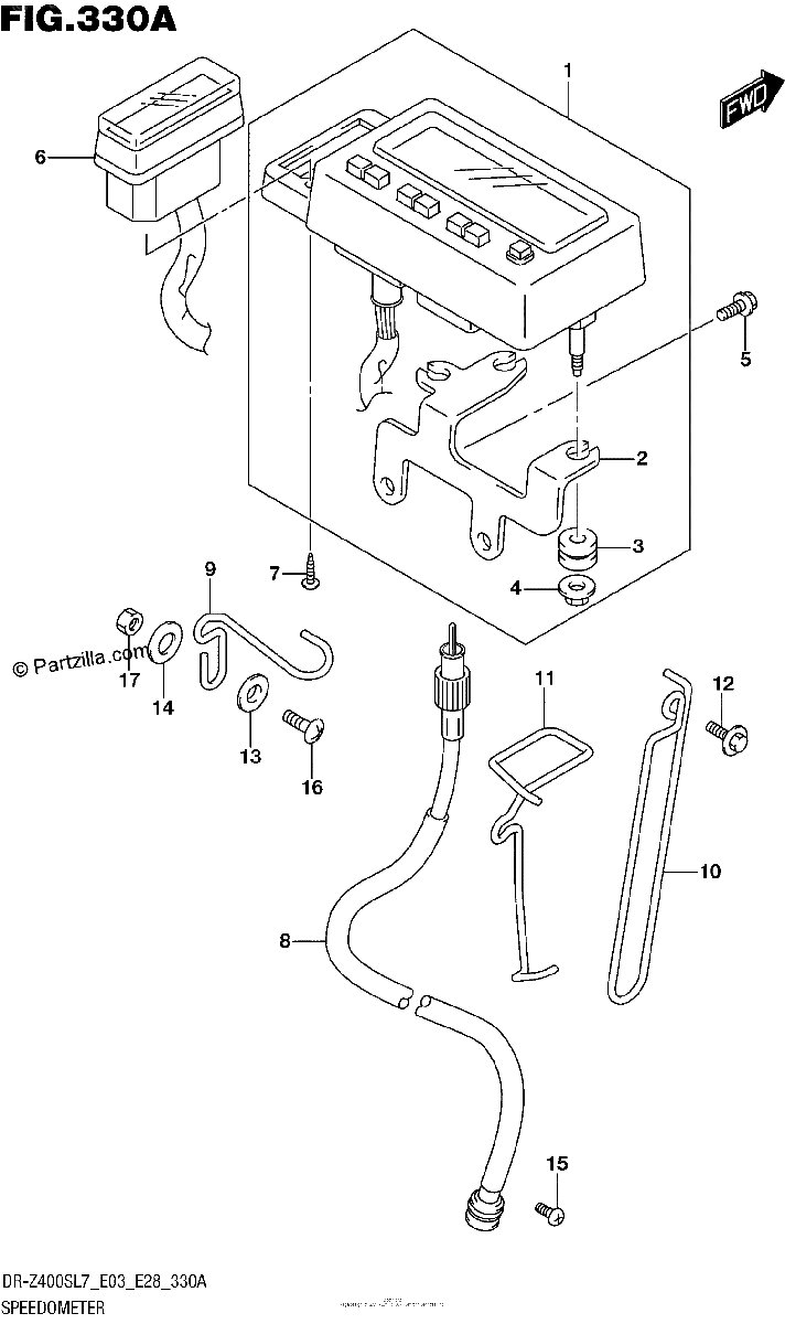 Diagrama de SPEEDOMETER DR Z400SL7 E03