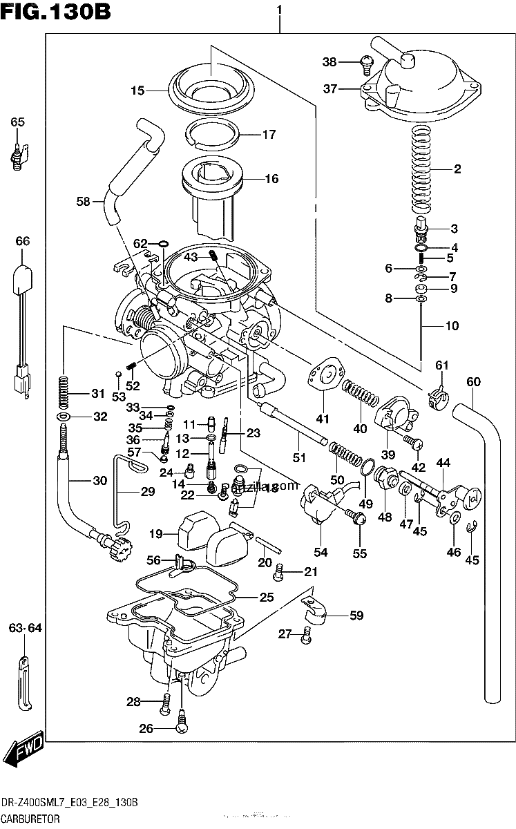 Diagrama de CARBURETOR DR Z400SML7 E28