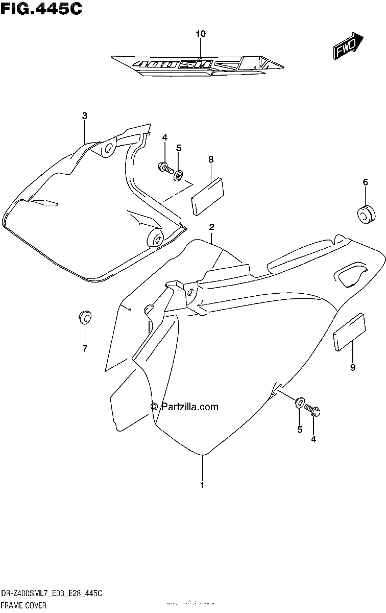 Diagrama de FRAME COVER DR Z400SML7 E33