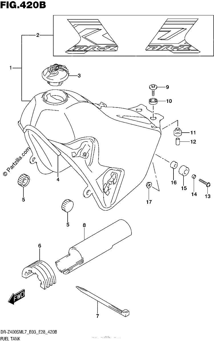 Diagrama de FUEL TANK DR Z400SML7 E28