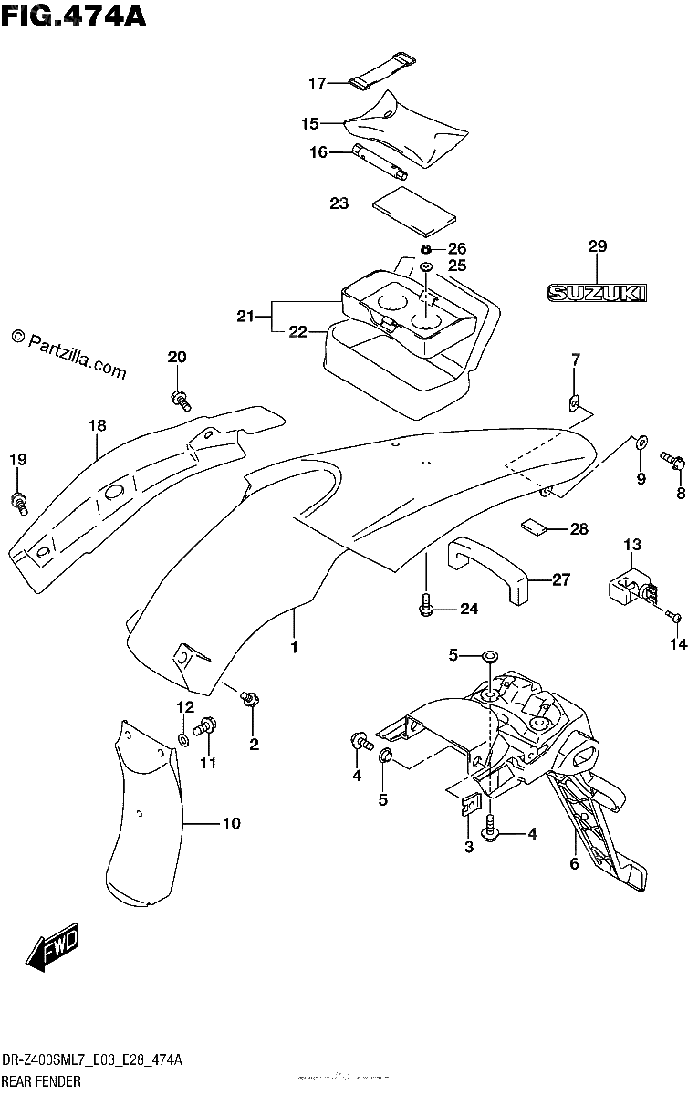 Diagrama de REAR FENDER