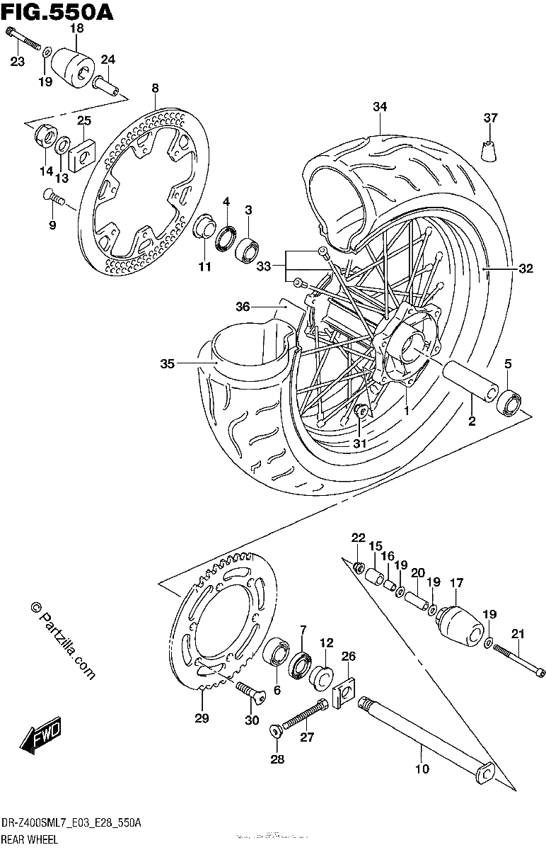 Diagrama de REAR WHEEL