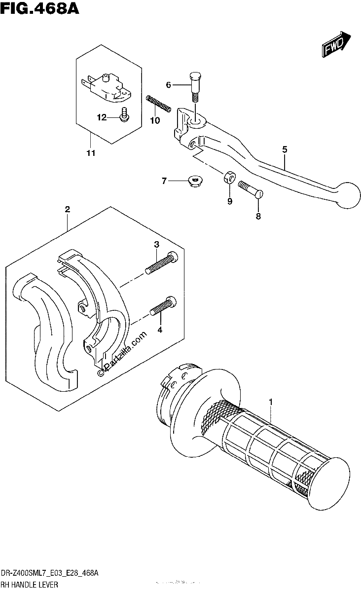 Diagrama de RH HANDLE LEVER